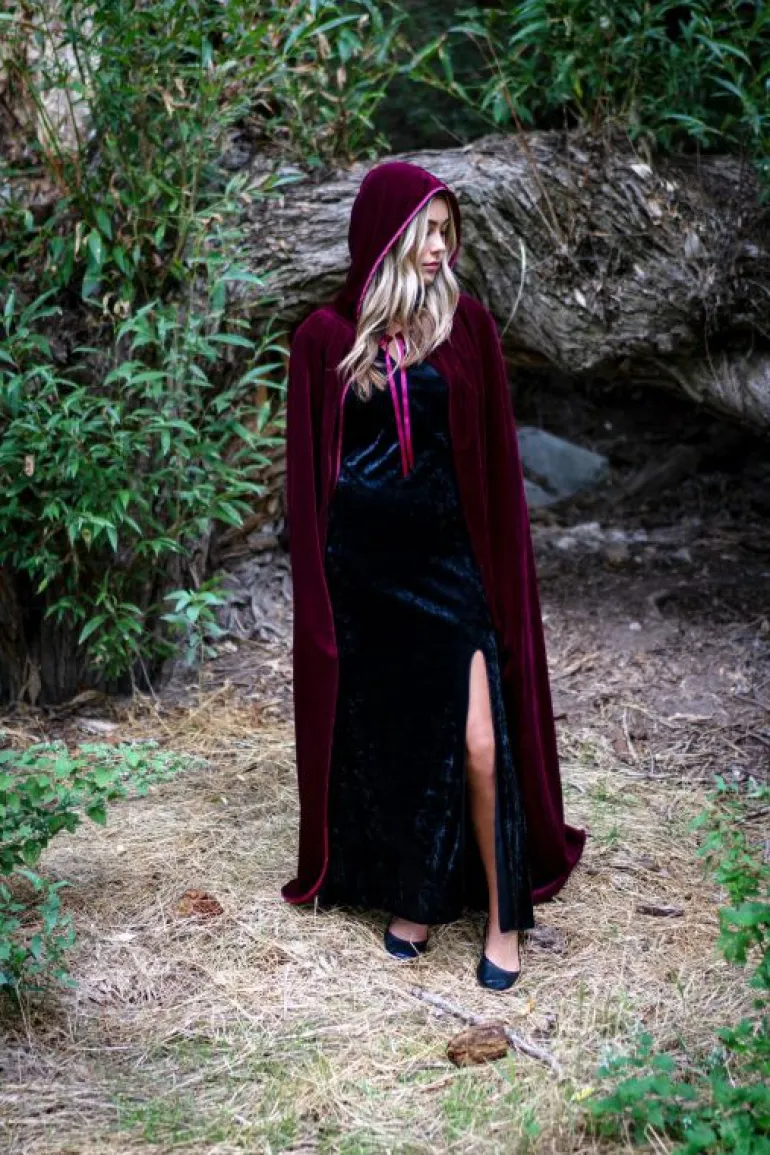 Cloaks-Little Adventures, LLC Adult Maroon Velvet Cloak
