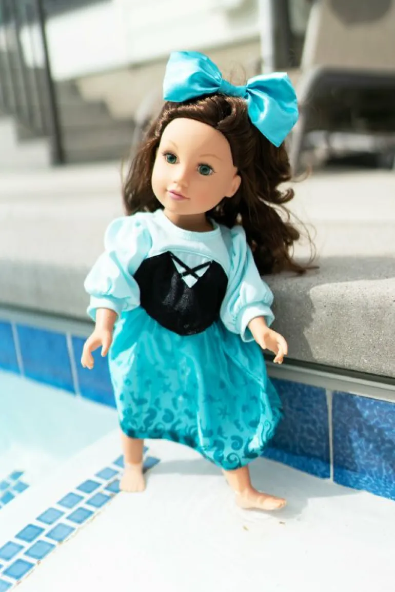 Doll Dress Ups-Little Adventures, LLC Doll Dress Mermaid Day Dress with Hair Bow