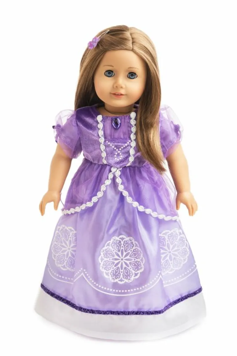 Doll Dress Ups-Little Adventures, LLC Doll Dress Purple Amulet Princess