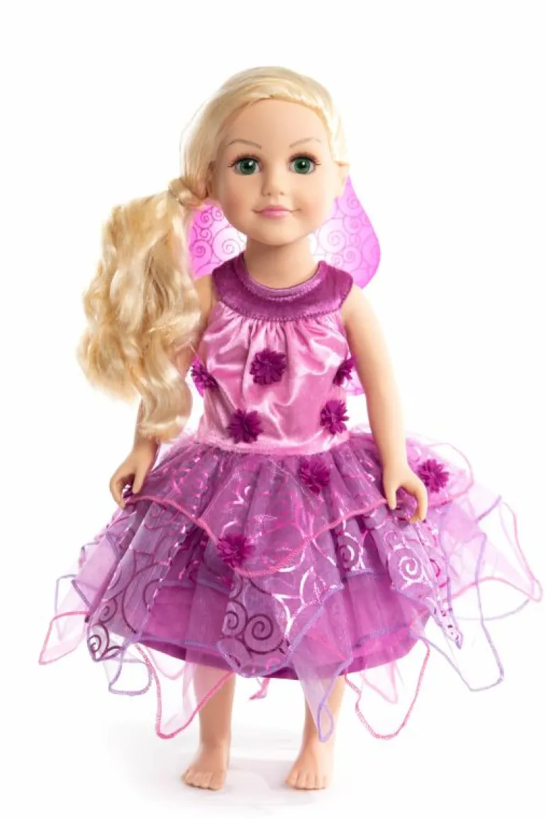 Doll Dress Ups-Little Adventures, LLC Doll Dress Purple Blossom Fairy with Wings