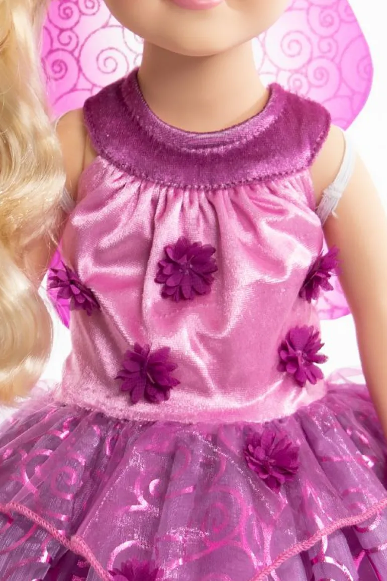Doll Dress Ups-Little Adventures, LLC Doll Dress Purple Blossom Fairy with Wings