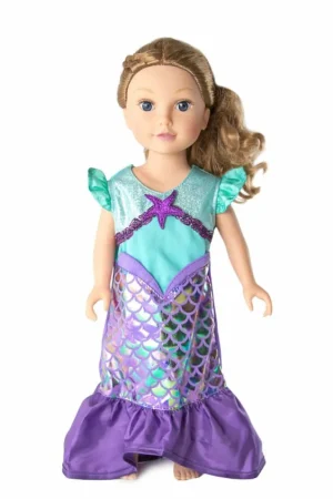 Doll Dress Ups-Little Adventures, LLC Doll Dress Purple Sparkle Mermaid