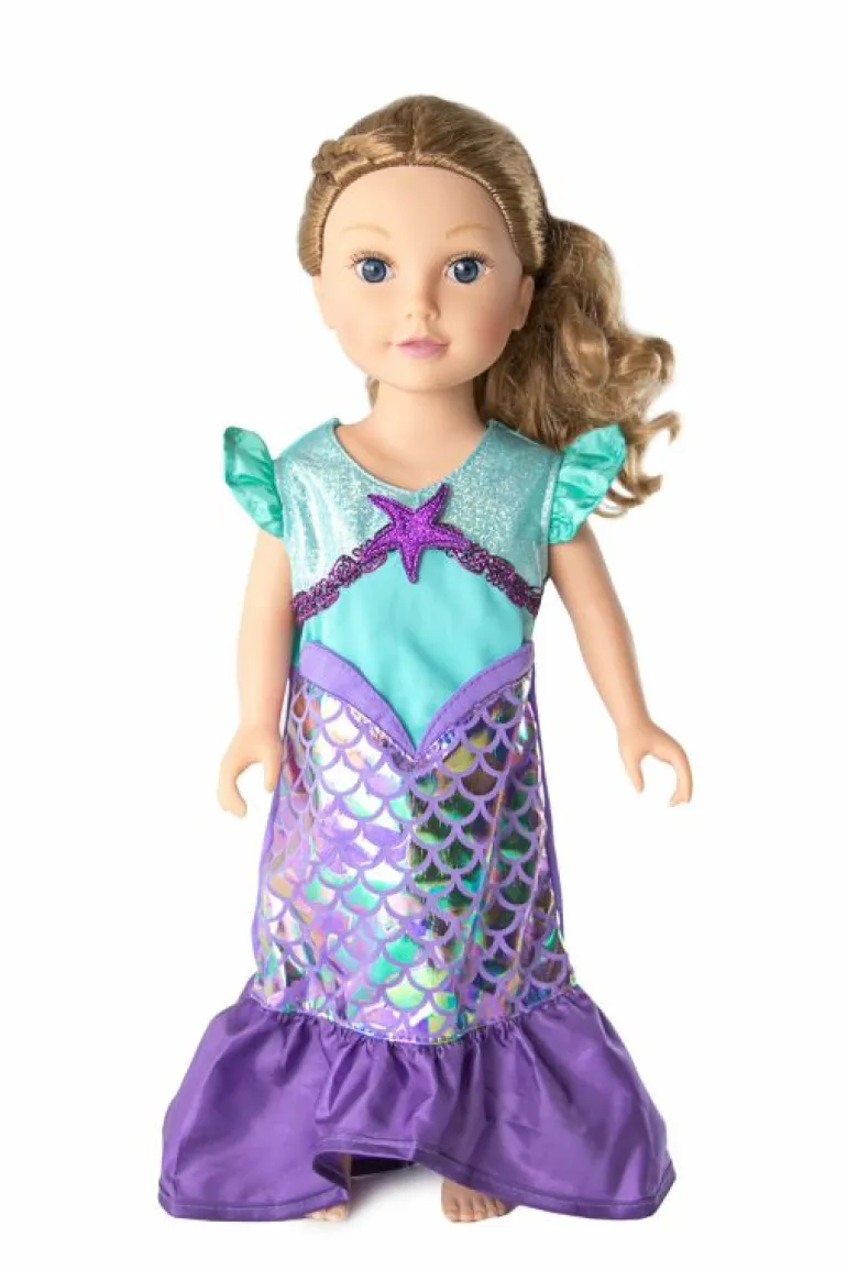 Doll Dress Ups-Little Adventures, LLC Doll Dress Purple Sparkle Mermaid