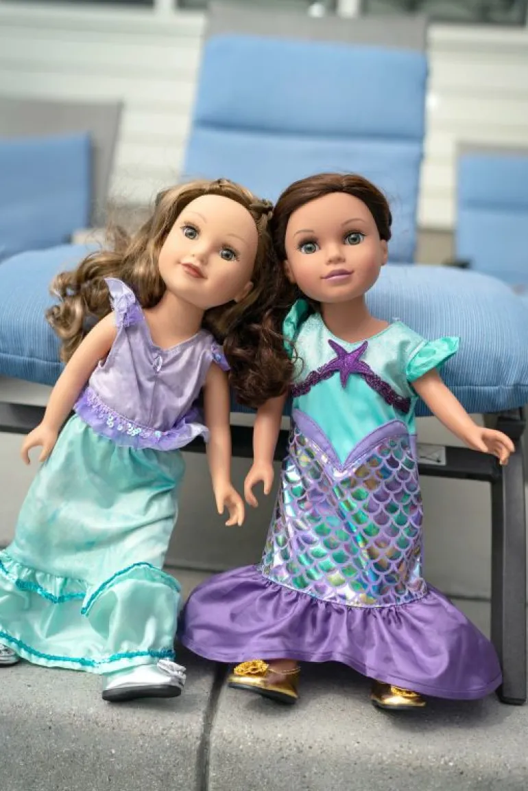 Doll Dress Ups-Little Adventures, LLC Doll Dress Purple Sparkle Mermaid