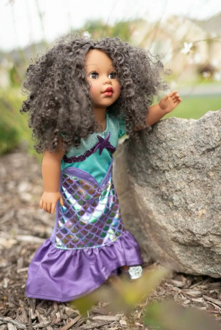 Doll Dress Ups-Little Adventures, LLC Doll Dress Purple Sparkle Mermaid