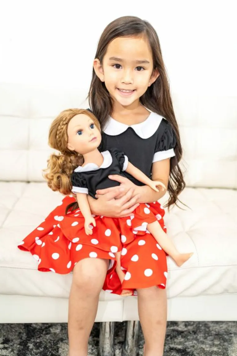 Doll Dress Ups-Little Adventures, LLC Doll Dress Retro Polka Dot Twirl