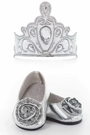 Doll Dress Ups-Little Adventures, LLC Doll Shoes and Tiara Silver