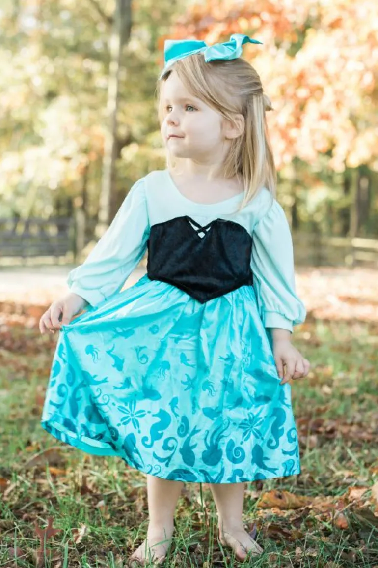 Traditional Dress Ups-Little Adventures, LLC Mermaid Day Dress with Bow